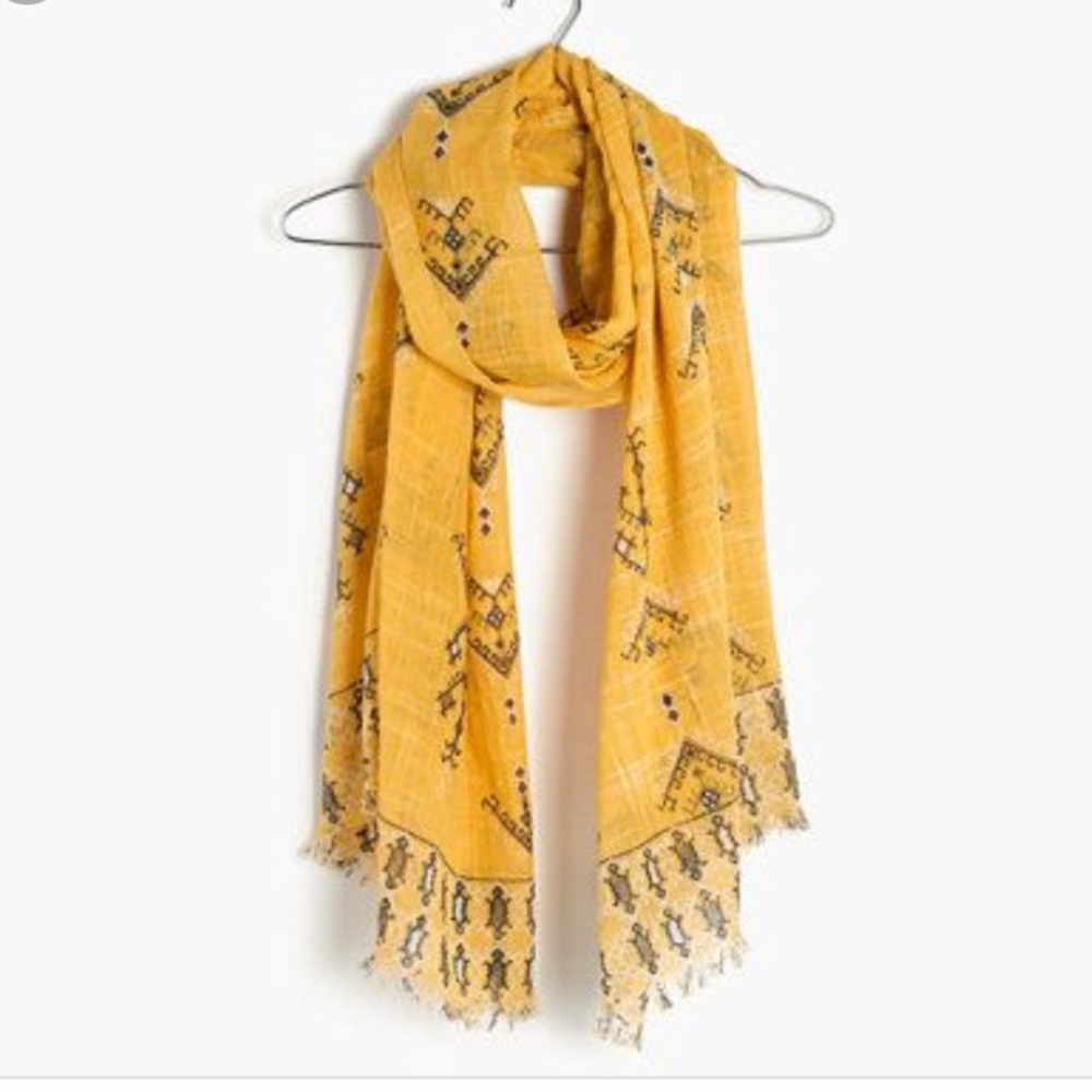 Madewell Folk Stitch Yellow Scarf